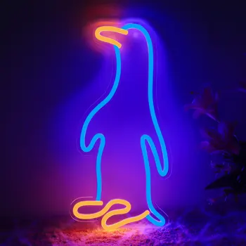 Blue Penguin сладък животински LED неонов светлинен знак акрилен неон знак USB за дома детска спалня стена арт декор светне нощни светлини