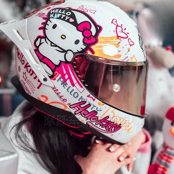 Sanrio Hello Kitty Kuromi Мотоциклетна каска Състезателни каски за цялото лице Офроуд мотоциклетна каска Мотоциклет Спортни каски Подарък