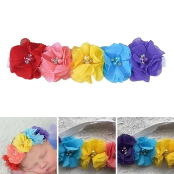 Еластична цветна лента за коса Възхитителна бебешка цветна лента за глава Шапки удобни за бебешка фотография Партита & DropShipping