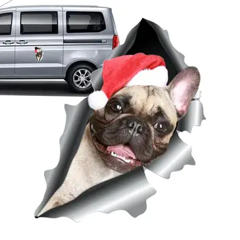 Коледни автомобилни магнити Декоративен магнитен стикер за Коледа с куче, носещо коледна шапка кола екстериорни магнити У дома декор