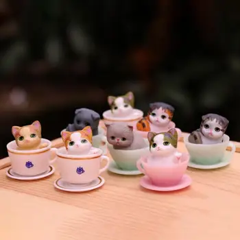 8Pcs котка орнамент мини ръчно рисувани реалистични колекционерски DIY аксесоари очарователни торта Topper Teacup котка фигурка десктоп декор
