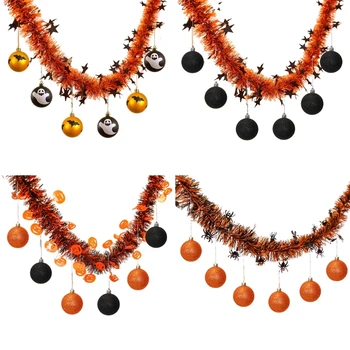 Хелоуин декорации Гирлянди Черни и оранжеви висящи гирлянди