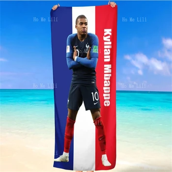 Килиан Мбапе Френски футболист плажна кърпа футбол подарък бърза суха кърпа