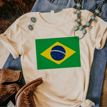 Бразилия флаг тениска жени дизайнер аниме смешно тениска момиче дизайнер y2k смешно облекло