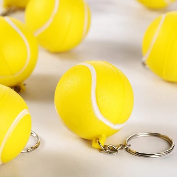 20 пакет тенис топка жълти ключодържатели за парти услуги училище карнавал награда спортен център сувенир