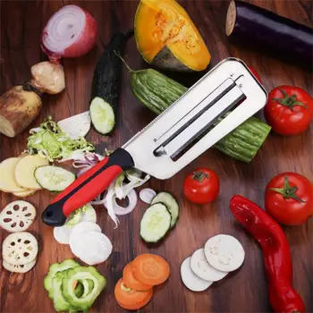 Egetable Slicer Knife Egetable Slicer Knife Double 2 Slice Blade Slicing Kitchen Knife Fish Scale Cleaner Knive Зеле Slicer