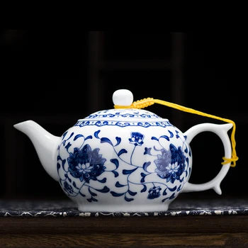 Китай Син и бял тънък порцеланов чайник Висок капацитет 320ML 1L Керамичен чайник традиционен китайски чай комплект