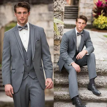England Style Full Men's Suit Elegant 3 Piece Fashion Peak Lapel Single Breasted Blazer Smart Casual Wedding Tuxedo Male Suit