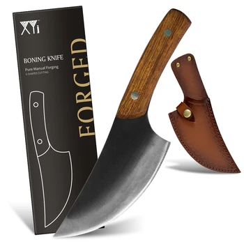 XYj 5.5 инчов нож за обезкостяване с обвивка PU кожен капак сатър обезкостяване риба филе нож фиксирано острие нож за месо от неръждаема стомана