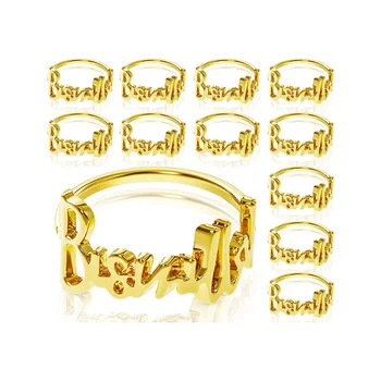 12PCS Bismillah метални салфетки пръстени писмо метална салфетка пръстен комплект, писмо салфетка пръстени комплект за Рамадан салфетка пръстен
