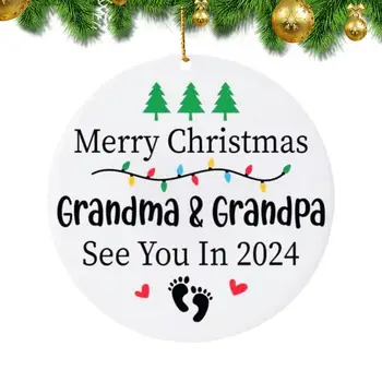 Весела Коледа мама орнамент дърво висулка орнамент ще се видим в 2024 орнамент знак подаръци за бъдещи родители детска стая