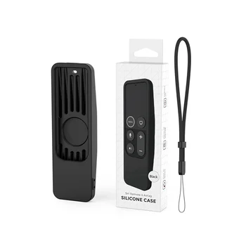 За 2017 Apple TV HD/4K Siri Remote TV Siri Remote 1St Gen Case with for AirTag Holder Anti Slip Silicone Cover, Black