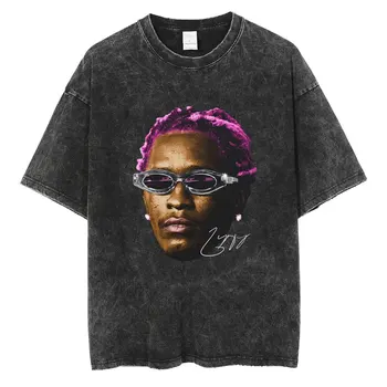 Limited Rapper Young Thug Print Washed T Shirt Men Women Hip Hop Vintage T-shirts Casual Loose Cotton T Shirts Male Streetwear