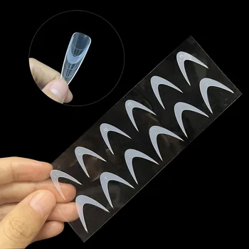 12/24pcs повторно използвана мека силиконова подложка френска линия нокти форма двоен стикер за двойни форми маникюр разширение мухъл инструмент аксесоари