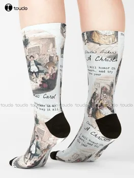 A Christmas Carol Socks Смешни чорапи за жени Персонализиран персонализиран подарък за цифров печат по поръчка Harajuku Unisex Adult Teen Младежки чорапи