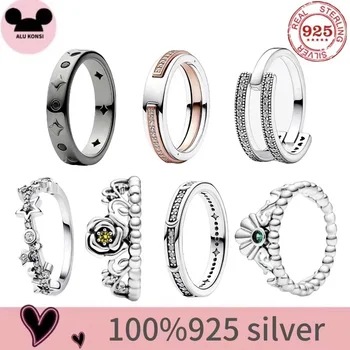 2023 Побиране Оригинален лукс 925 стерлинги Сребърен автентичен пръстен за тиган за жени висококачествени пръстени за двойки DIY мода сватба Бижута