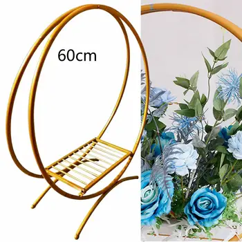 60cm двоен обръч кръгла торта стойка цвете декор багажник сватба фон стойка