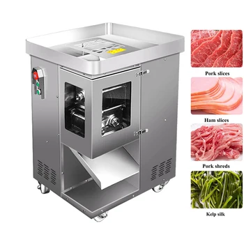 Търговска машина за рязане на месо Индустриална машина за раздробяване и нарязване на прясно месо от неръждаема стомана Резачка за зеленчуци