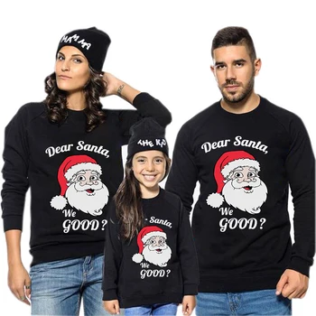 Семейство Коледа многоцветен съвпадение пуловер Весела Коледа карета шапка плюс кадифе пуловер качулки