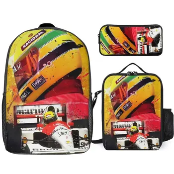 Ayrton Senna F1 Race Raer 5 3 в 1 комплект 17 инчов раница обяд чанта писалка чанта спортни дейности гореща продажба сигурна раница Cosy
