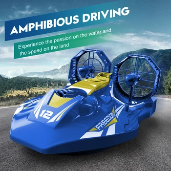 2IN1 Водна земя амфибия Drift RC кола 2.4G 4CH дистанционно управление Drift електрически каскадьор кола на въздушна възглавница лодка играчки за деца