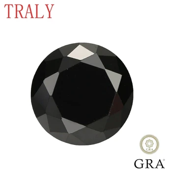черен цвят хлабав Moissanite камък кръг брилянтно нарязани лаборатория отглеждани 1CT-10CT скъпоценен камък със сертификат GRA Pass диамантен тестер