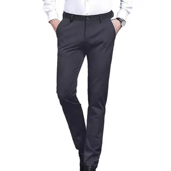 Мъжки костюм панталони с висока талия панталони с висока талия тънък годни мъжки костюм панталони без бръчки разтеглив дишащ бизнес официален