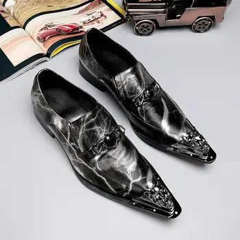 Classic Fashion Formal Flats Удобни офис обувки с високо качество Нови мъжки обувки от естествена кожа Нитове с шипове