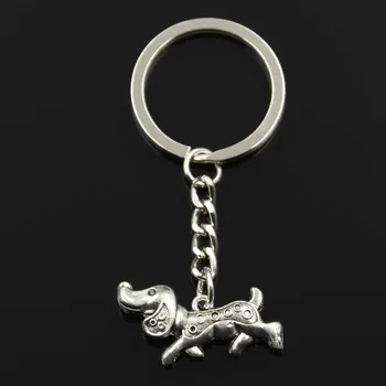 Моден ключодържател 32x16mm дакел куче сребърен цвят висулки DIY мъже бижута кола ключодържател пръстен сувенир за подарък