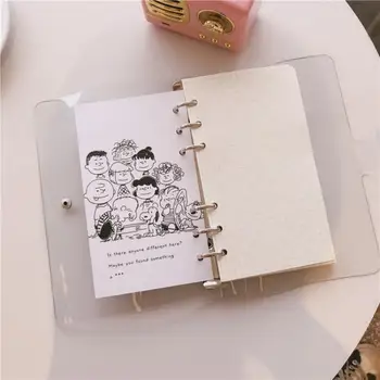 Нов Kawaii Miniso Snoopy Charlie Loose-Leaf Наръчник A6 Grid Notebook Минималистичен стил Дневник за пътуване за приятели Подаръци за рожден ден