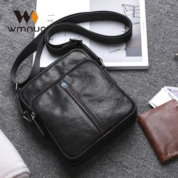 Wmnuo Messenger чанта за мъже телешка естествена кожа рамо кръстосано тяло мъжки малка чанта корейски марка телефон торбичка мъжки 6058w