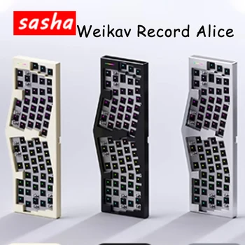 Weikav Record Alice клавиатура алуминиев комплект Rgb Hotswap Dynamic Gaming Персонализирана механична клавиатура Ергономични Win Офис подаръци