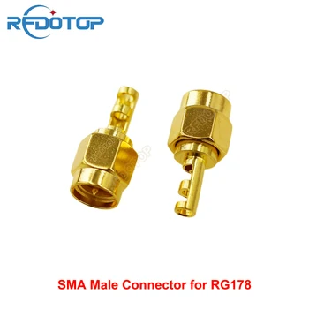 10PCS RP-SMA мъжки щепсел прав RF коаксиален конектор за RG178 кабел Wifi антена радио антена позлатена на едро