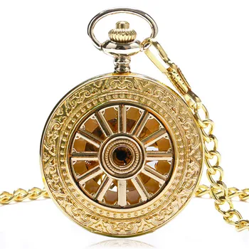 Мода Унисекс лукс злато механични ръка вятър джобен часовник за мъже жени Унисекс джобни часовници верига мъжки ретро часовник подаръци