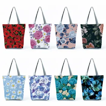 Plant цветен печат чанти за жени дами голям висок капацитет пътуване плаж пакет случайни пазаруване голяма пазарска чанта женски рамо чанта