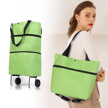 Сгъваема количка за пазаруване Количка чанта с колела Сгъваеми пазарски чанти за многократна употреба Чанти за хранителни стоки за храна Организатор на храна Зеленчукова чанта