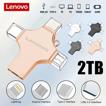 Оригинален Lenovo 4 IN 1 OTG USB 3.0 Светкавични флаш памети тип C Интерфейс Реален капацитет 2TB 1TB Pen Drive Високоскоростен флаш диск