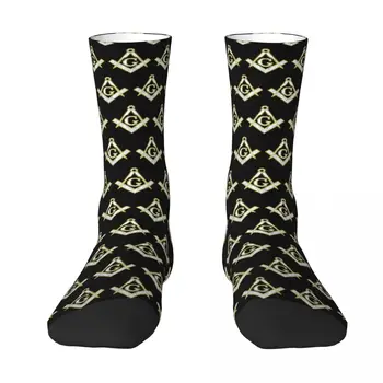 Бяло злато масон злато квадрат компас чорапи чорапи мъже жени полиестерни чорапи адаптивни дизайн