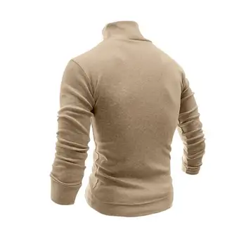 Модерен мускул годни пуловер дебели трикотажни мъжки зимен пуловер висока яка дълъг ръкав тънък годни уютен стилен за есента за мъже