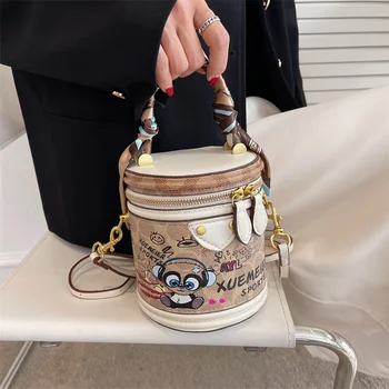 Луксозен дизайнер копринен шал шнур кофа чанта дамски чанти за рамо PU кожа Crossbody чанта мода чанта и чантата женски