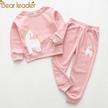 Bear Leader Girls Clothing Sets 2018 Есенна карикатура пони печат пуловери + ежедневни панталони 2 бр за детски дрехи ежедневни костюми