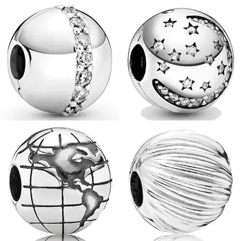 Оригинална искряща линия Нощна звезда Globe Семена от елегантност клип чар мъниста годни Pandora 925 стерлинги сребърна гривна бижута