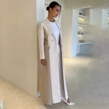 Лято дамски нетактичност мода връх ревера двойна гърди палто елегантен случайни офис дама дълго яке тънък годни само 1 брой 2024