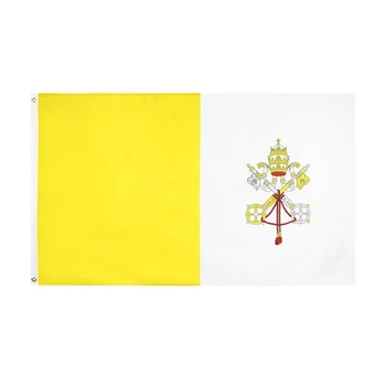 Знамето на Ватикана 90x150cm Християнска кръстна църква Жълто бяло Ватикана БАНЕР