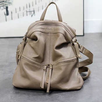 Модерен и минималистичен, универсален и голям капацитет естествена кожа дамска чанта, ретро горния слой телешка ежедневна дамска чанта