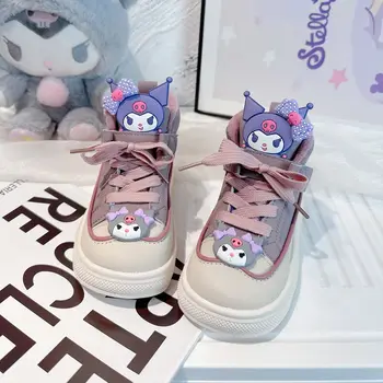 Sanrio Kuromi Детски спортни обувки на открито против хлъзгане аниме 23 Детски ежедневни обувки плюс кадифена мода Зима Дръжте топло Kawaii Hot