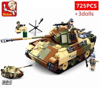 725Pcs Военна пантера среден танк модел градивен блок оръжие война армия WW2 тухли образователни играчки за деца Коледен подарък