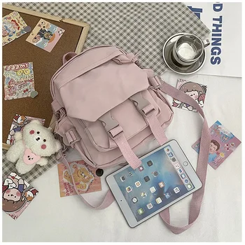 Нова мода Backbag дама висок капацитет колеж раница модерен жени лаптоп училище чанта сладък и минималистичен платно чанти