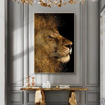 Модерен величествен лъв леопард черно животно плакат стена изкуство платно живопис плакати и отпечатъци стена картина хол дома декор