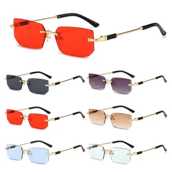UV400 Rimless правоъгълник слънчеви очила модерен Y2K без рамки слънчеви очила нюанси за жени & мъже